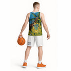 Tuvalu and Australia Together Basketball Jersey Tapa Pattern and Aboriginal mix Culture