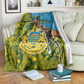 Tuvalu and Australia Together Blanket Tapa Pattern and Aboriginal mix Culture