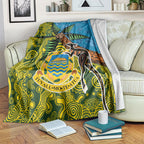 Tuvalu and Australia Together Blanket Tapa Pattern and Aboriginal mix Culture