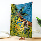 Tuvalu and Australia Together Blanket Tapa Pattern and Aboriginal mix Culture