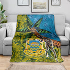 Tuvalu and Australia Together Blanket Tapa Pattern and Aboriginal mix Culture