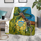 Tuvalu and Australia Together Blanket Tapa Pattern and Aboriginal mix Culture