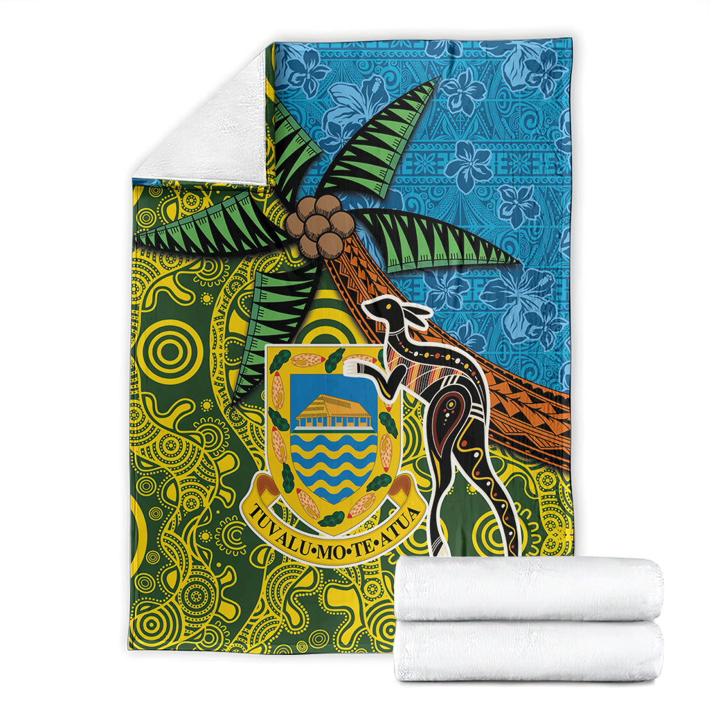 Tuvalu and Australia Together Blanket Tapa Pattern and Aboriginal mix Culture