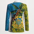 Tuvalu and Australia Together Blazer Tapa Pattern and Aboriginal mix Culture