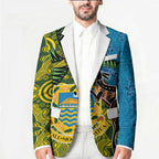 Tuvalu and Australia Together Blazer Tapa Pattern and Aboriginal mix Culture