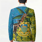 Tuvalu and Australia Together Blazer Tapa Pattern and Aboriginal mix Culture