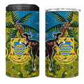 Tuvalu and Australia Together 4 in 1 Can Cooler Tumbler Tapa Pattern and Aboriginal mix Culture