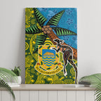 Tuvalu and Australia Together Canvas Wall Art Tapa Pattern and Aboriginal mix Culture