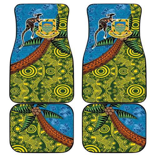 Tuvalu and Australia Together Car Mats Tapa Pattern and Aboriginal mix Culture