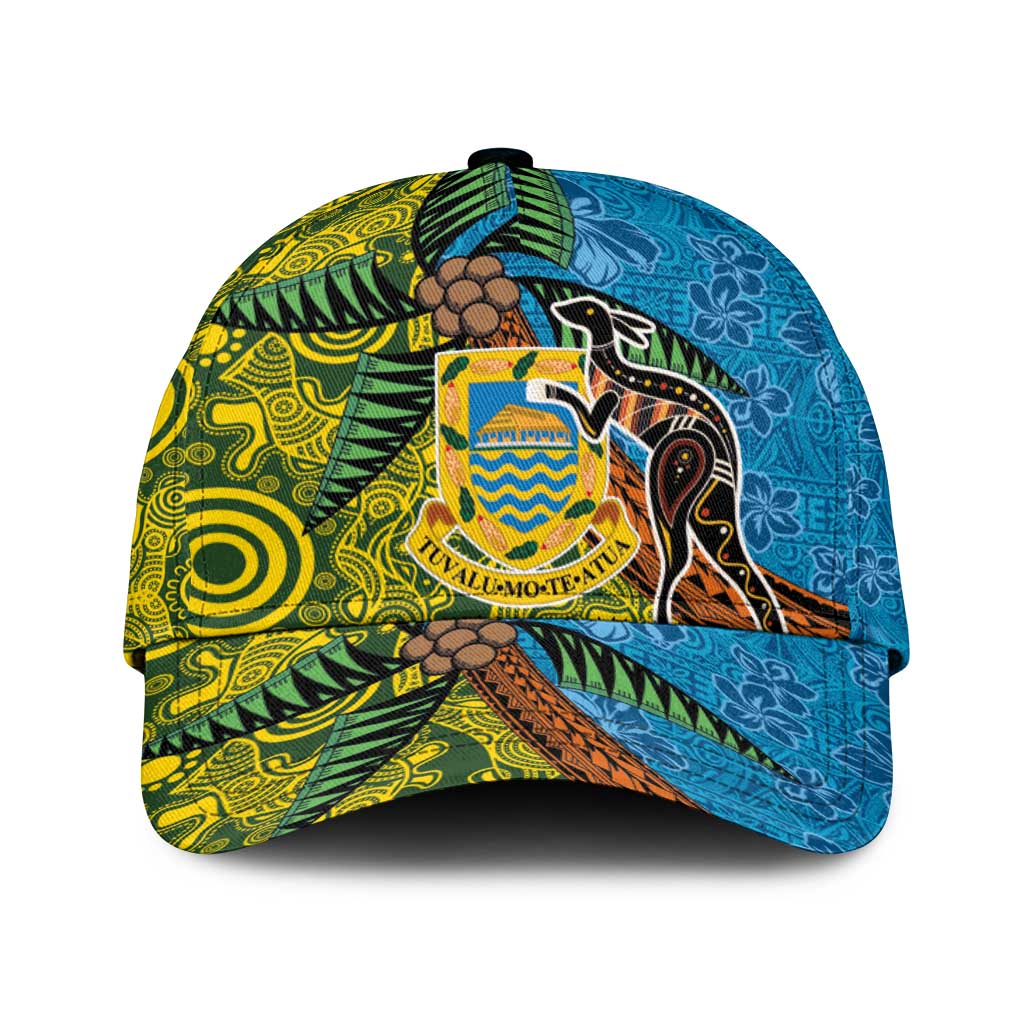 Tuvalu and Australia Together Classic Cap Tapa Pattern and Aboriginal mix Culture