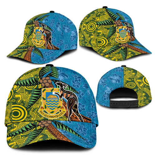 Tuvalu and Australia Together Classic Cap Tapa Pattern and Aboriginal mix Culture