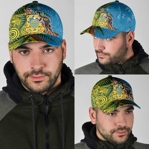 Tuvalu and Australia Together Classic Cap Tapa Pattern and Aboriginal mix Culture