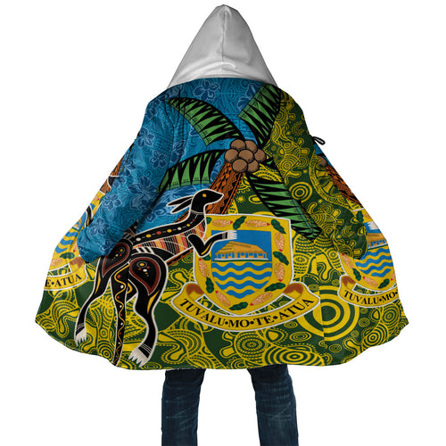 Tuvalu and Australia Together Cloak Tapa Pattern and Aboriginal mix Culture