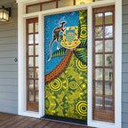 Tuvalu and Australia Together Door Cover Tapa Pattern and Aboriginal mix Culture