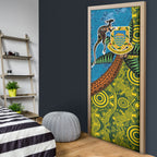 Tuvalu and Australia Together Door Cover Tapa Pattern and Aboriginal mix Culture
