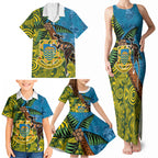 Tuvalu and Australia Together Family Matching Tank Maxi Dress and Hawaiian Shirt Tapa Pattern and Aboriginal mix Culture