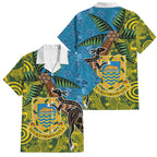 Tuvalu and Australia Together Family Matching Tank Maxi Dress and Hawaiian Shirt Tapa Pattern and Aboriginal mix Culture