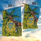 Tuvalu and Australia Together Garden Flag Tapa Pattern and Aboriginal mix Culture