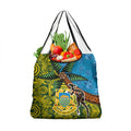 Tuvalu and Australia Together Grocery Bag Tapa Pattern and Aboriginal mix Culture