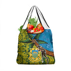 Tuvalu and Australia Together Grocery Bag Tapa Pattern and Aboriginal mix Culture