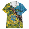 Tuvalu and Australia Together Hawaiian Shirt Tapa Pattern and Aboriginal mix Culture