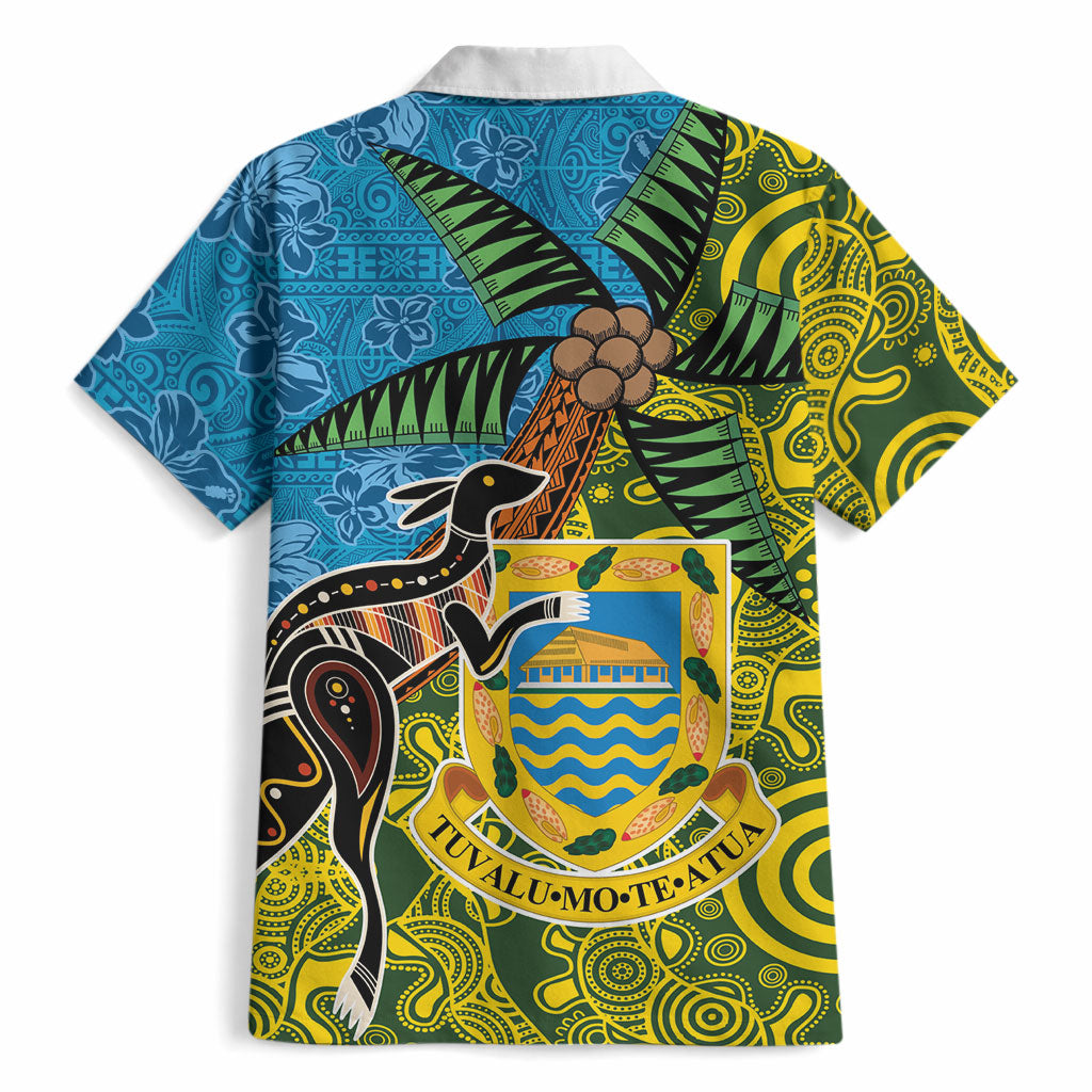 Tuvalu and Australia Together Hawaiian Shirt Tapa Pattern and Aboriginal mix Culture