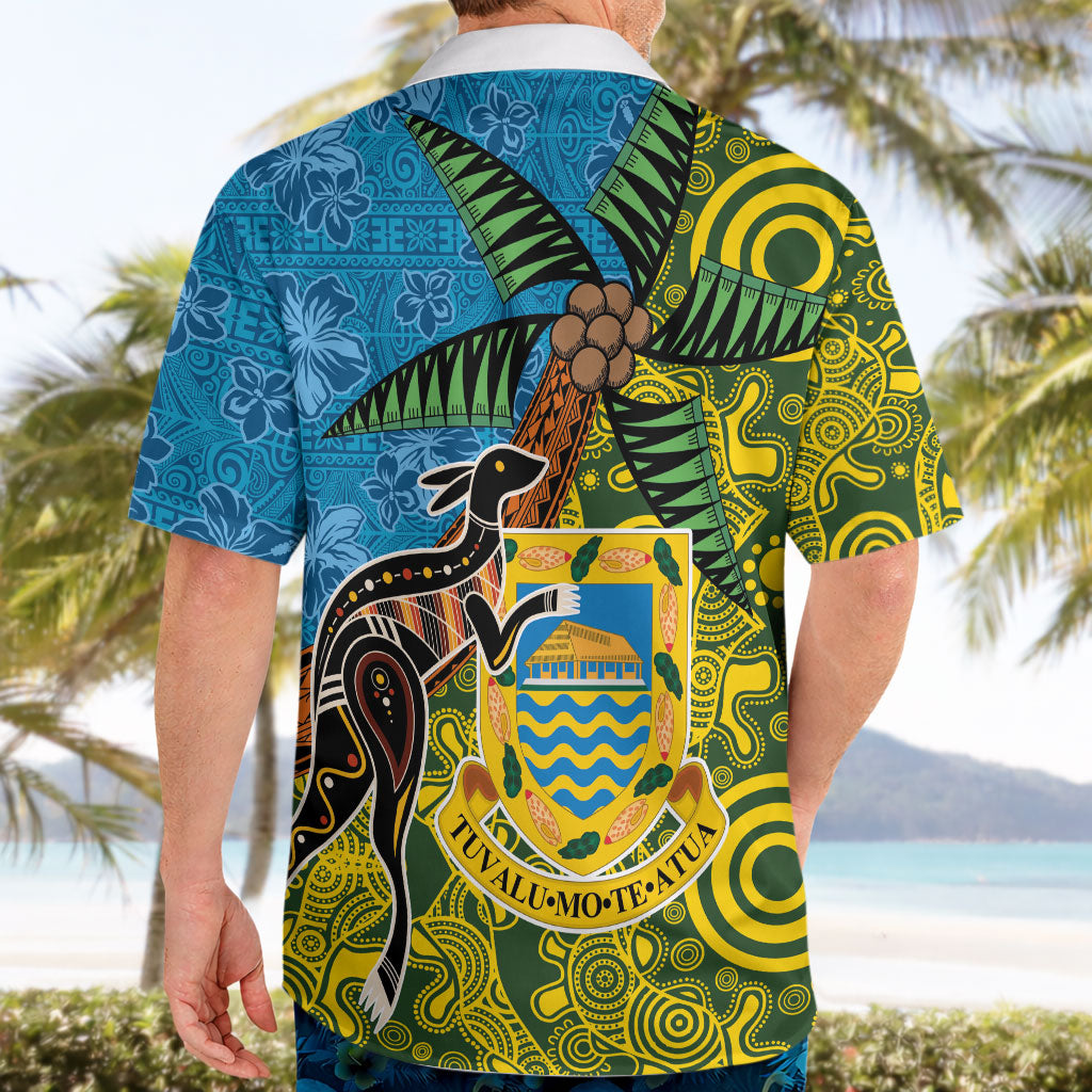 Tuvalu and Australia Together Hawaiian Shirt Tapa Pattern and Aboriginal mix Culture