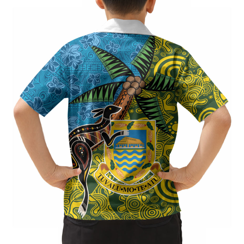 Tuvalu and Australia Together Hawaiian Shirt Tapa Pattern and Aboriginal mix Culture