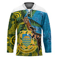 Tuvalu and Australia Together Hockey Jersey Tapa Pattern and Aboriginal mix Culture