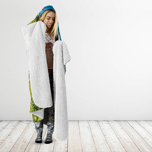 Tuvalu and Australia Together Hooded Blanket Tapa Pattern and Aboriginal mix Culture