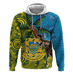 Tuvalu and Australia Together Hoodie Tapa Pattern and Aboriginal mix Culture