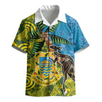 Tuvalu and Australia Together Kid Hawaiian Shirt Tapa Pattern and Aboriginal mix Culture