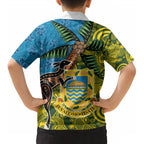 Tuvalu and Australia Together Kid Hawaiian Shirt Tapa Pattern and Aboriginal mix Culture