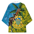 Tuvalu and Australia Together Kimono Tapa Pattern and Aboriginal mix Culture