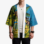 Tuvalu and Australia Together Kimono Tapa Pattern and Aboriginal mix Culture