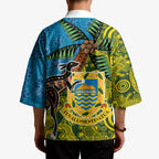 Tuvalu and Australia Together Kimono Tapa Pattern and Aboriginal mix Culture