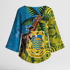 Tuvalu and Australia Together Kimono Sleeve Blouse Tapa Pattern and Aboriginal mix Culture
