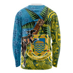 Tuvalu and Australia Together Long Sleeve Shirt Tapa Pattern and Aboriginal mix Culture