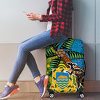 Tuvalu and Australia Together Luggage Cover Tapa Pattern and Aboriginal mix Culture
