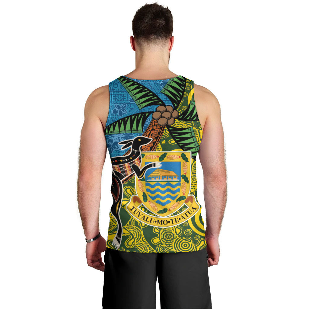 Tuvalu and Australia Together Men Tank Top Tapa Pattern and Aboriginal mix Culture