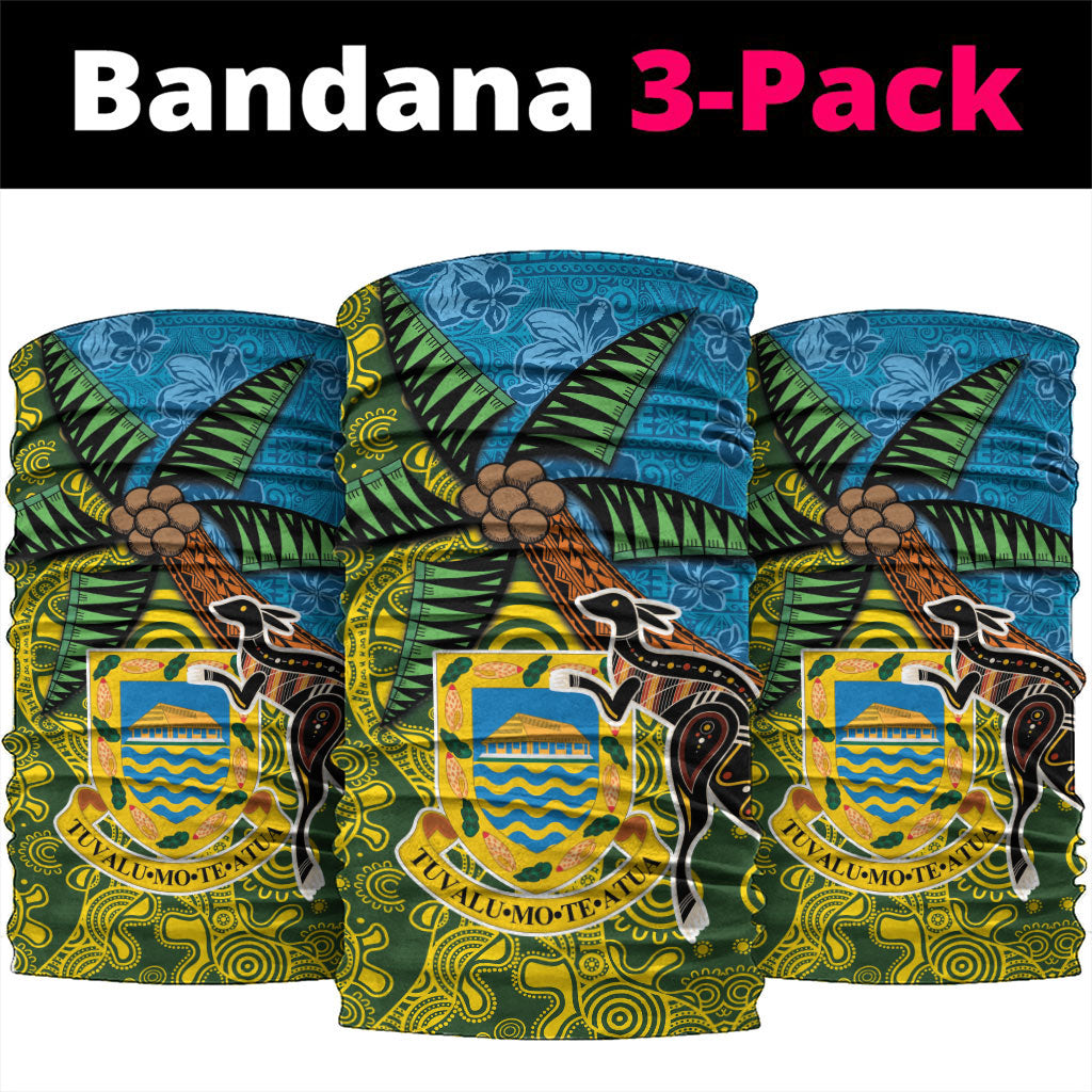 Tuvalu and Australia Together Neck Gaiter Tapa Pattern and Aboriginal mix Culture