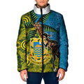 Tuvalu and Australia Together Padded Jacket Tapa Pattern and Aboriginal mix Culture