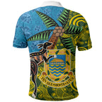 Tuvalu and Australia Together Polo Shirt Tapa Pattern and Aboriginal mix Culture