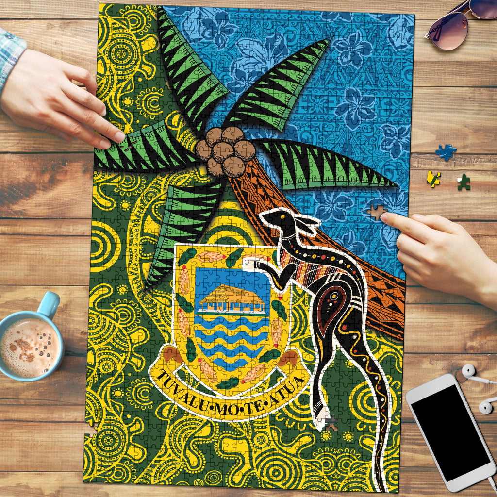 Tuvalu and Australia Together Puzzle Tapa Pattern and Aboriginal mix Culture