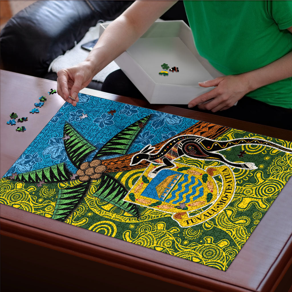 Tuvalu and Australia Together Puzzle Tapa Pattern and Aboriginal mix Culture