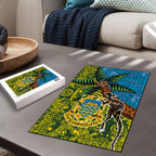 Tuvalu and Australia Together Puzzle Tapa Pattern and Aboriginal mix Culture