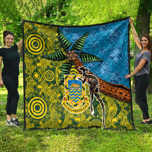 Tuvalu and Australia Together Quilt Tapa Pattern and Aboriginal mix Culture