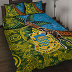 Tuvalu and Australia Together Quilt Bed Set Tapa Pattern and Aboriginal mix Culture