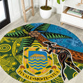 Tuvalu and Australia Together Round Carpet Tapa Pattern and Aboriginal mix Culture