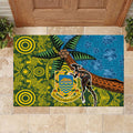 Tuvalu and Australia Together Rubber Doormat Tapa Pattern and Aboriginal mix Culture